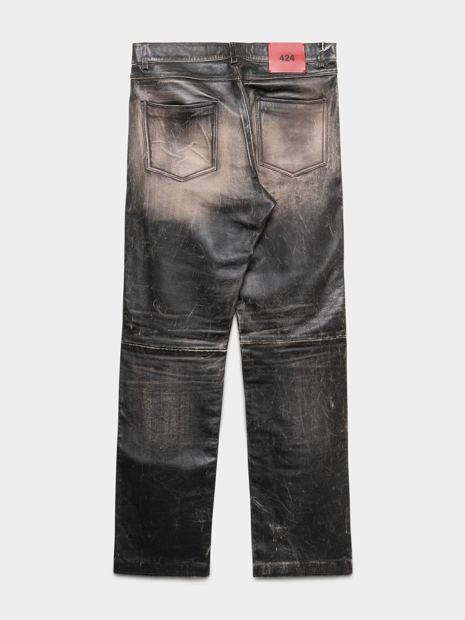 Washed Calfskin Leather Pants - Image 3