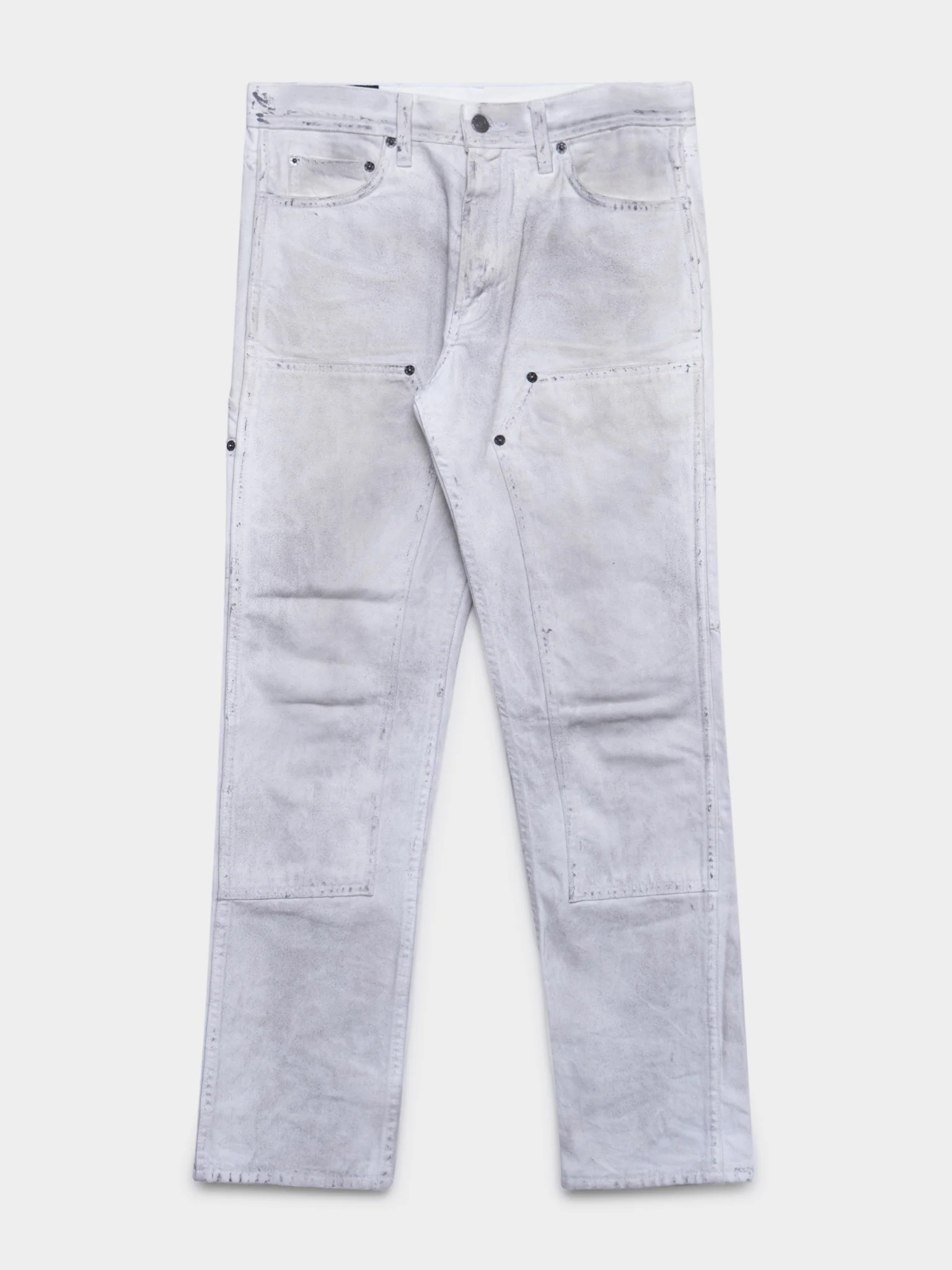 White Double Knee Carpenter Pants