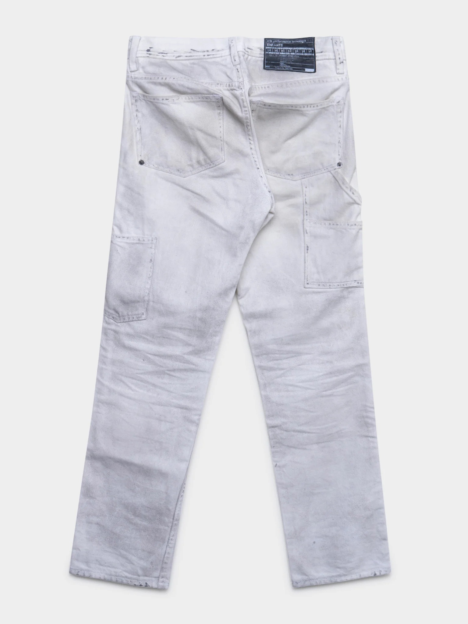 White Double Knee Carpenter Pants - Image 3