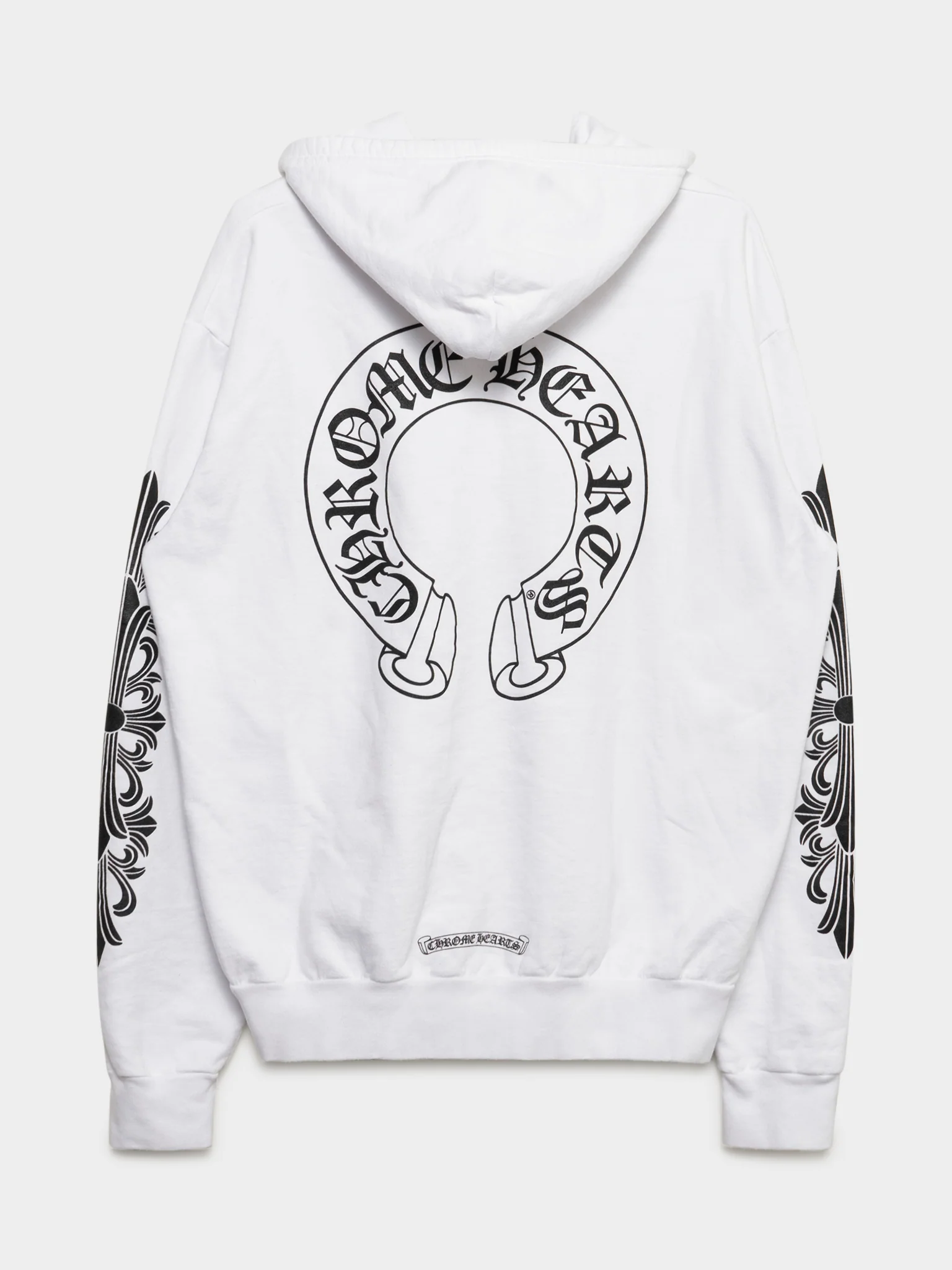White Floral Horseshoe Zip-up Hoodie - Image 3